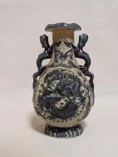 中国骨董　大清乾隆年製　青龍文 双耳花瓶 壺
