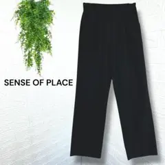 3592【SENSE OF PLACE】スラックス テーパードパンツ ブラック