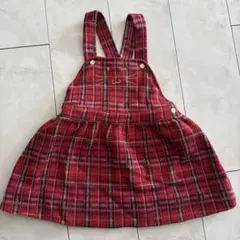 PETIT BATEAU 赤 チェック ジャンバースカート 24M