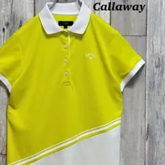 キャロウェイ　Callaway ポロシャツ 半袖　刺繍ロゴ　L 白　黄色　L