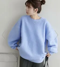 DISCOAT WEB限定　起毛オーバーニット　ブルー