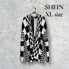 SHEIN チェック柄ニットカーディガン XLサイズ