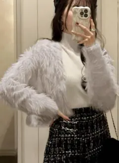 フェザーニットクロップド丈カーディガン／GRL／tt014