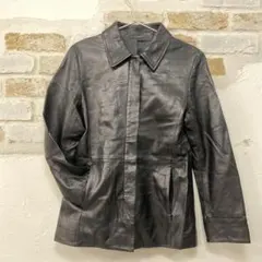 美品羊革　ブラックレザージャケット　M