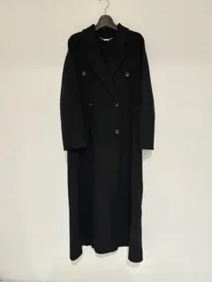 Loungedress ウールリバーロングコート ブラック ダブルブレスト 上質のサムネイル