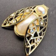 極美品✨迪奧胸針 水鑽 珍珠 蜜蜂 圖案 金色
