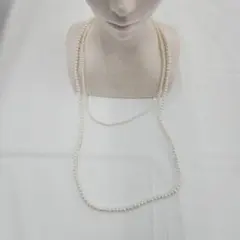 【美品】二重 パール調 ネックレス ③