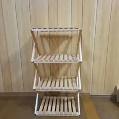 3 단 나무 접이식 신발장