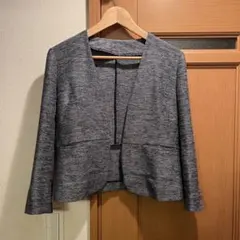 スーツカンパニー　Vノーカラージャケット　M38 ネイビー　ツイード