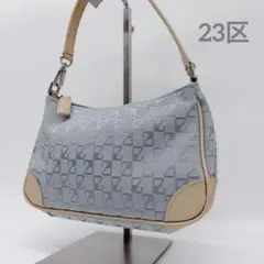 【美品】23区 アクセサリーポーチ ハンドバッグ 水色 上品