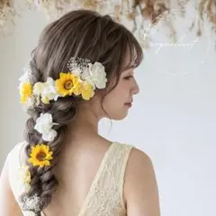 ひまわり　髪飾り　ヘッドドレス イエロー／ウエディング 結婚式 七五三②