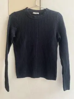 AMACA アマカ　黒紺ケーブルニット