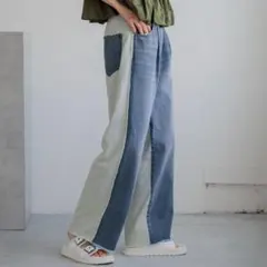 LOWRYS FARM スウェットキリカエデニムパンツ