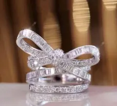 リボン ribbon CZ ダイヤモンド パヴェ ネックレス 結婚式 パーティー