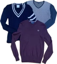 【FRED PERRY】Ｖネックウールニット　他JUN など　３点セット