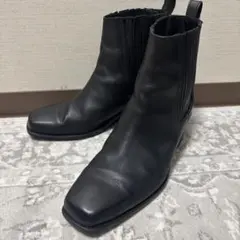ZARA サイドコア　ヒールブーツ レザー ブラック 黒 42 即完売品