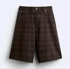 zara バギーデニムハーフパンツ　チェック