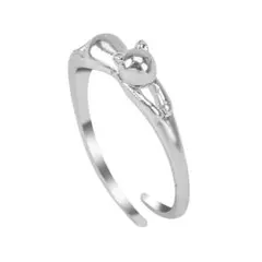 シルバー ネコ キャット リング レディース ファッション #C123-C