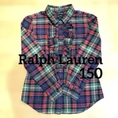ラルフローレンブラウス フリル付き 長袖シャツ 150 チェックブラウス