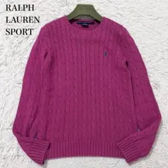 ✨美品✨ラルフローレンスポーツ　ケーブルニット　クルーネック　ピンク　Ｍ