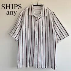 シップス　SHIPS any オープンカラー半袖シャツ　マルチストライプ　Mのサムネイル