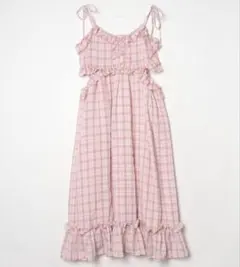 merry Jenny メリージェニー　キャミソールワンピース　チェック　ピンク