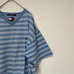 90s トミー　フラッグタグ　ボーダーT Vネック　古着　人気のサムネイル