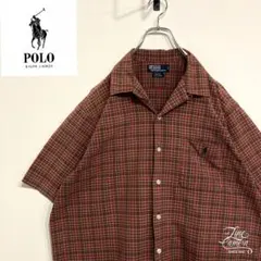 超人気❗️ラルフローレン　開襟シャツ　L 90s刺繍古着希少レア半袖ADAMS