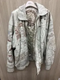 SCARFACEスカーフェイス　本革　レザージャケット　全面刺繍　総柄　ホワイト Al Wissam アル ウィッサム SCARFACE スカーフェイス 全面 総柄 刺繍