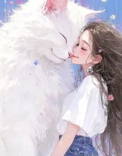 《スクエア◻️》ダイヤモンドアートキット 仲良し しろねこちゃん⑤