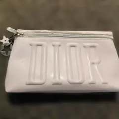 Dior ピンクホワイト ポーチ※チャック周り剥がれあり
