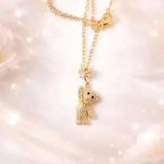ネックレス ゴールドカラー クマ 熊 星 キラキラ ストーン 華奢