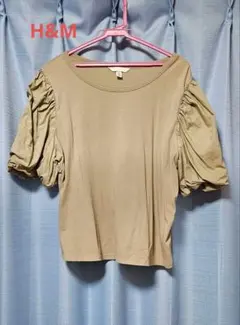 H&M　ボリュームスリーブ 半袖Tシャツ ベージュ　XL(15号位)