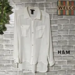 H＆M 長袖シャツ ダブルポケット 美品 ゆったり 大人可愛い レギュラーカラー