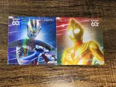 ウルトラヒーローシリーズ　ソフビの日ステッカー ゼロ　グリッターティガ