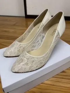 パンプス ホワイトレース aimer ブライダルシューズ