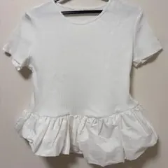 ZARA ぺプラムコンビTシャツ トップス　半袖　Tシャツ　フリル　チュニックのサムネイル