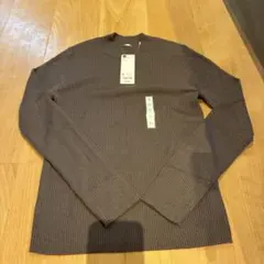 ブラウン リブ編み 長袖ニット Mサイズ