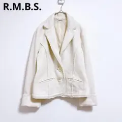 テーラードジャケット　ジャケット　美品　ツイード調　ラメ アイボリー　毛　L