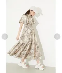 rienda リエンダ フレアスリーブペイントフラワーワンピース 花柄