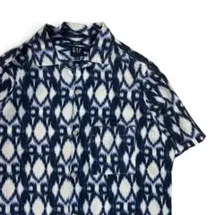 GAP ギャップ リネンコットン 半袖シャツ イカット柄 絣 総柄 メンズXSのサムネイル