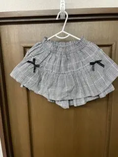 キュロットスカート　グレー　チェック　120