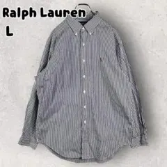 Ralph Lauren 長袖シャツ L ストライプ クラシックフィット ブルー