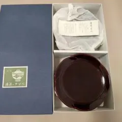 赤色 漆器 丸型皿 箱入り