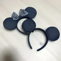 【デニムカチューシャ】ミッキーマウス耳型カチューシャ ダークブルー