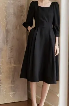 ANLEM パフスリーブ　エレガント　ワンピース　Mサイズ