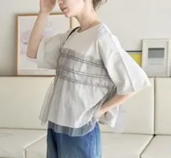 チュール　フリルドッキング半袖Tシャツ