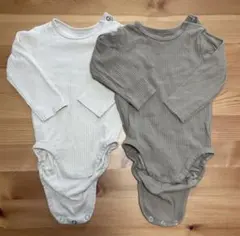 【2点セット】 H&M ロンパース 6-9m 74cmアイボリー ブラウン