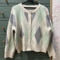 ダイヤモンド ボタン付き カーディガン 韓国