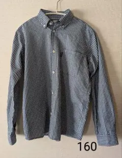 mont-bell ネイビーチェック柄 長袖シャツ 160
